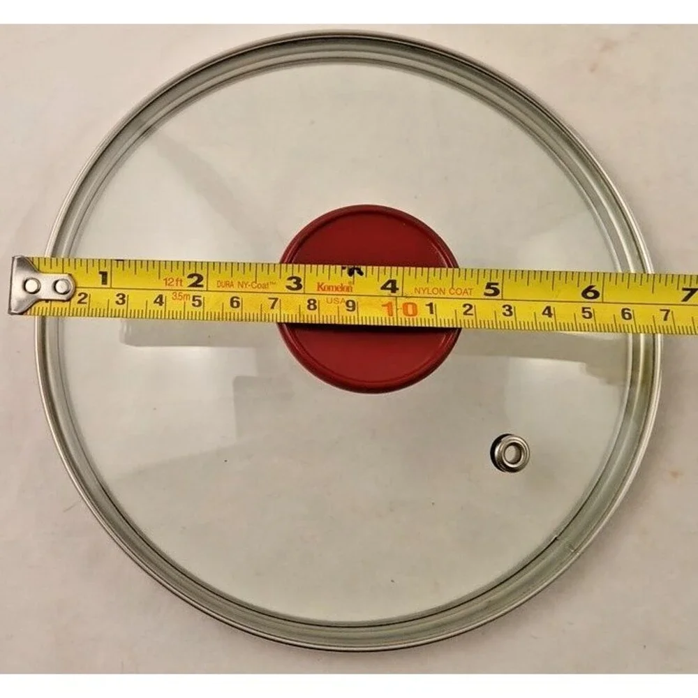 T-Fal Red Knob Glass Vented Replacement Lid Only-Inner Appx 6 3/4, Outer Appx 7
